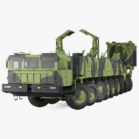 3D model 9 Axle Transporter Erector Launcher Vehicle Rigged